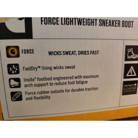 Carhartt Force Lightweight Sneaker Boot Men's size 11.5 Wide Black - Picture 3 of 11